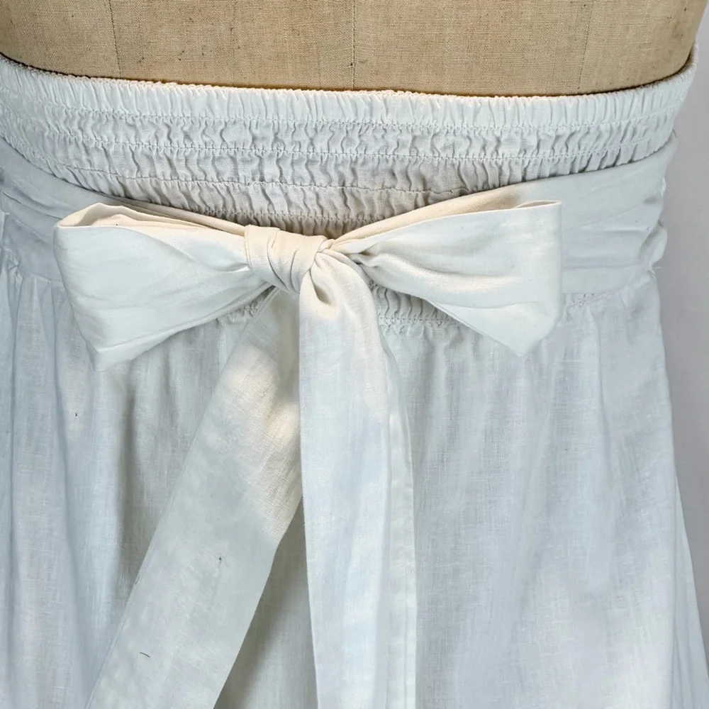 VINTAGE Tommy Bahama linen cotton‎ strapless dress long maxi smocked bow waist